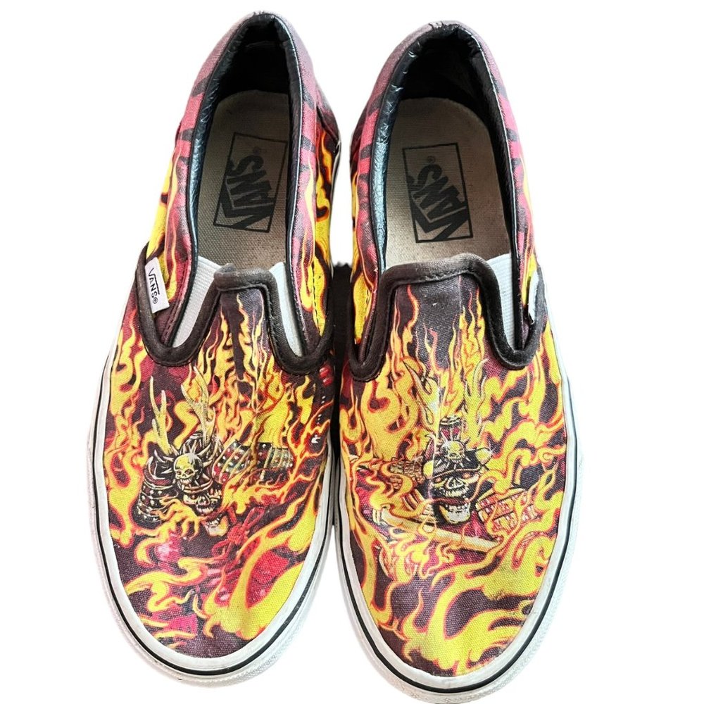 Vans Samurai Rising Slip On Skate Shoes Flames Womens… Gem